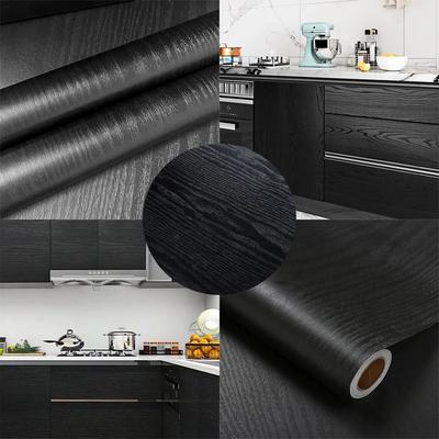 40cm Schwarze Holzmaserung Einfach Wasserdicht Heimdekoration Ölbeständig Küchenschrank Küchenarbeitsplatte Selbstklebende Tapete