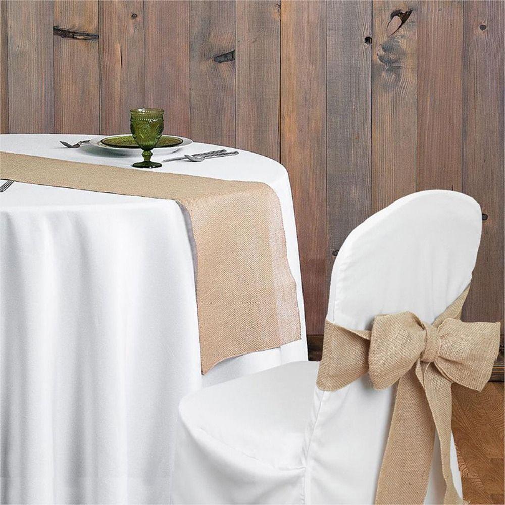 Handmade Burlap Chair Bow 15cm Lace Cotton Chair Backrest Lace Seat Back Strap Party Supplies