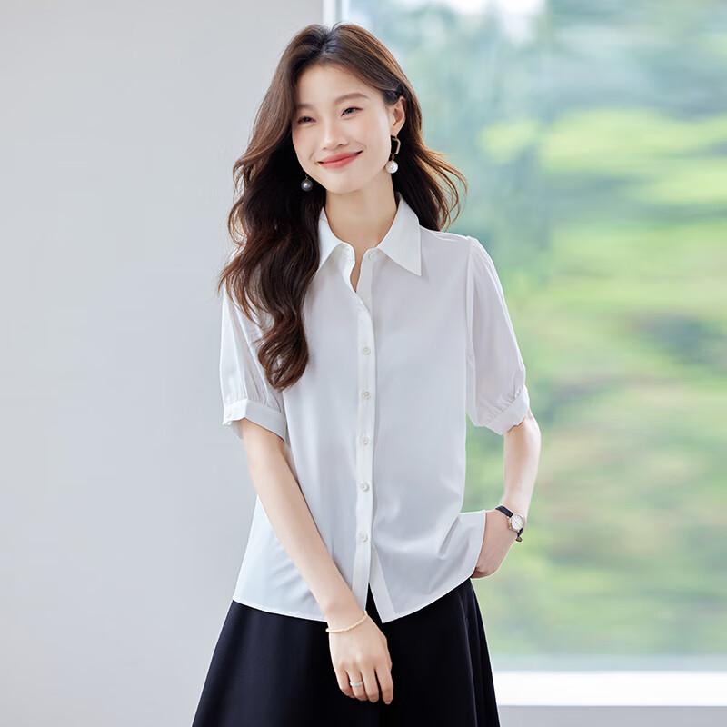 Women's French Style Short Sleeve Chiffon Blouse