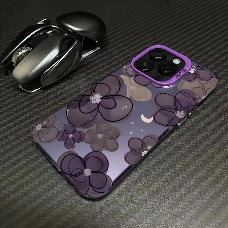 Fashionable Flower Colorful Silvery Phone Case For iPhone 16 15 14 Pro Max Plus 11 12 13 Pro XS 7 8 Plus X XR Shockproof Cover