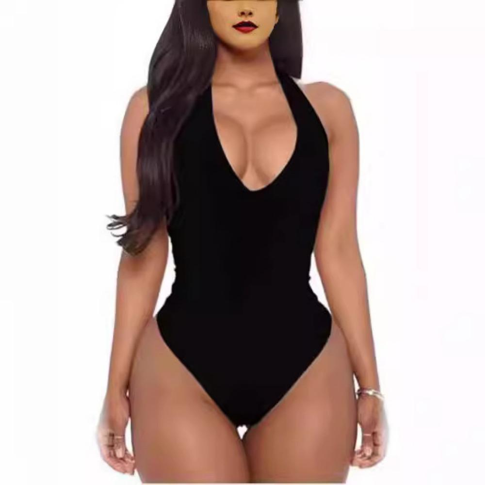 Damen Sexy Body String Ärmellos V-Ausschnitt Tanktops Bodys zum Ausgehen Bodys