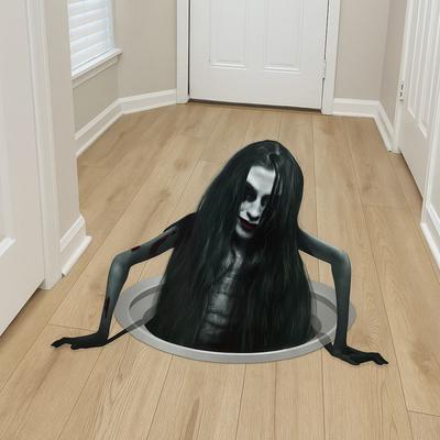 Easy Peel Long Hair Women Halloween Ghost Stickers Removable Funny Ghost Wall Stickers PVC Scary Halloween Decal Interior Props