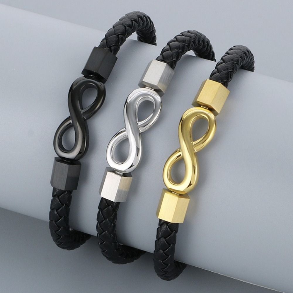 Stainless Steel NO.8 Bracelet Bangles Braided Bracelets Fashion Men Bracelet Male Female