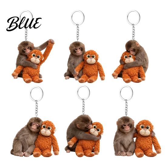 Handmade Monkey Keyring Keychain 2D Acrylic Cute Holding Plush Toy Accessory Hanging Pendant for Backpack Purse Car Keys Aceessory Everyday Use