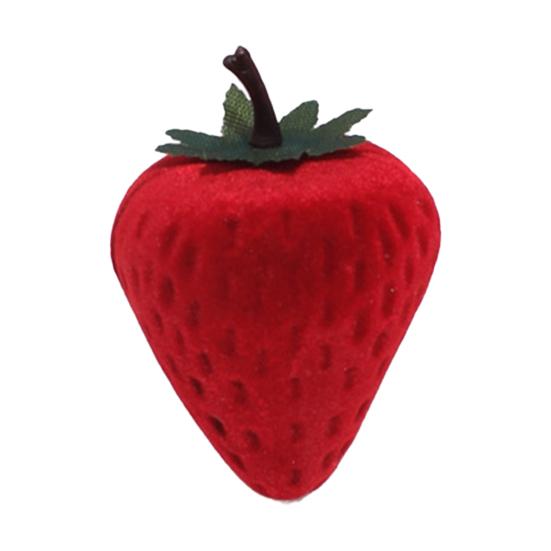 

Rings Box Adorable Multi-purpose Dust-proof Mini Strawberry Shape Flocking Rings Container Gift Box for Valentine s Day красный