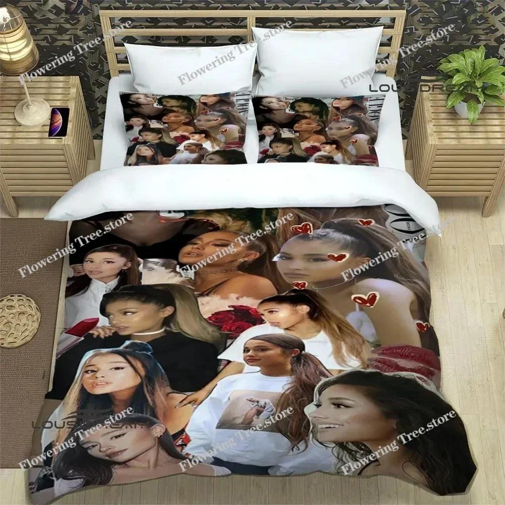 Ensembles de literie imprimés de la chanteuse Ariana Grande Ensemble exquis de fournitures de lit Housse de couette Ensemble couette Ensemble de literie Cadeau d'anniversaire de luxe