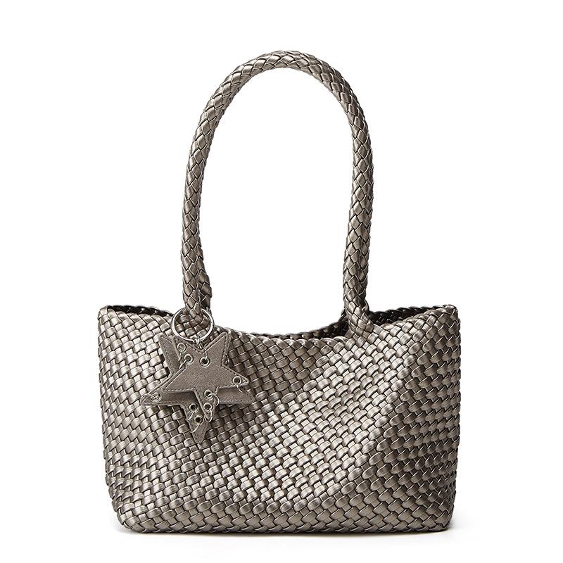 Hand-woven Bag, Casual Tote Bag, Underarm Hand-carry Large Capacity Bucket Bag for Women