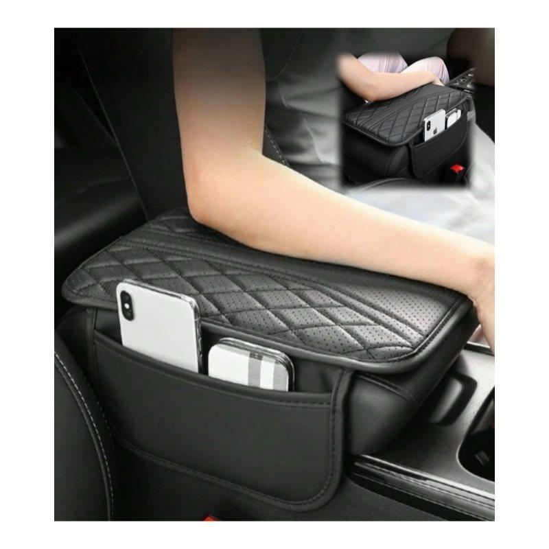 

PU Leather Car Armrest Cushion - with Ventilation Holes & Side Pockets One Size чёрный