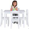 GINGER HOME Children's Table Set with 4 Chairs – White Solid Wood – 66x56x48 Cm – Scandinavian Style