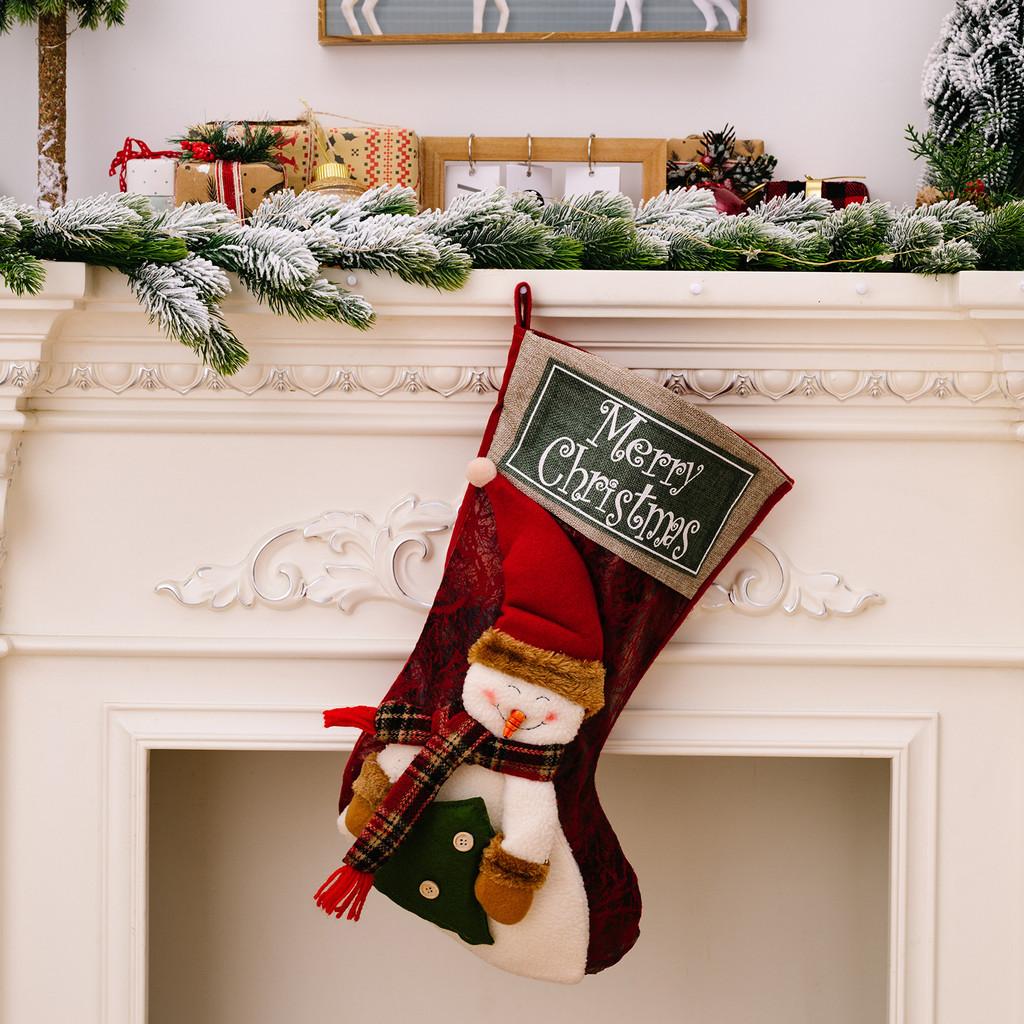 Holiday Stockings Christmas Featuring Santa Snowman And Reindeer For Kids Gift Giving
