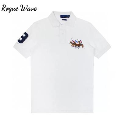 RogueWave Y2k Embroidered Letter Short Sleeved Polo Shirt New Harajuku Pure Cotton Shirts Slim Fit Tops