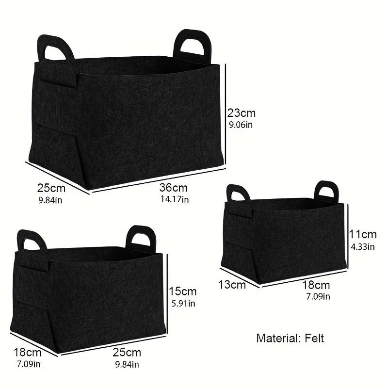 

3Pcs-Set Felt Storage Bags with Handles, Household Storage Baskets, Suitable for Home Organization and Storage Supplies