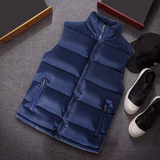 Men Waistcoat Stand Collar Sleeveless Vest Coat with Pockets Zipper Closure Warm Comfortable
