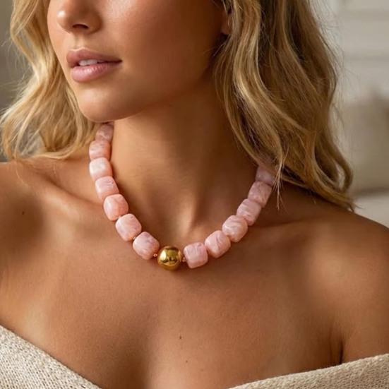 Gruby naszyjnik z koralików Kwadratowe koraliki żywiczne Naszyjnik Choker w stylu boho dla kobiet Wakacje Letnie wakacje Plaża