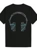 Men's Casual Printed T-shirt Headphones with Electronic Dance Style Patterns, Summer Electronic Music Enthusiast Clothing - M...