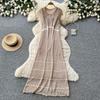 Holiday Style Lace Hollow Temperament Versatile Dress Women's Summer Retro and Thin A-shaped Long Dress Commuting Temperament