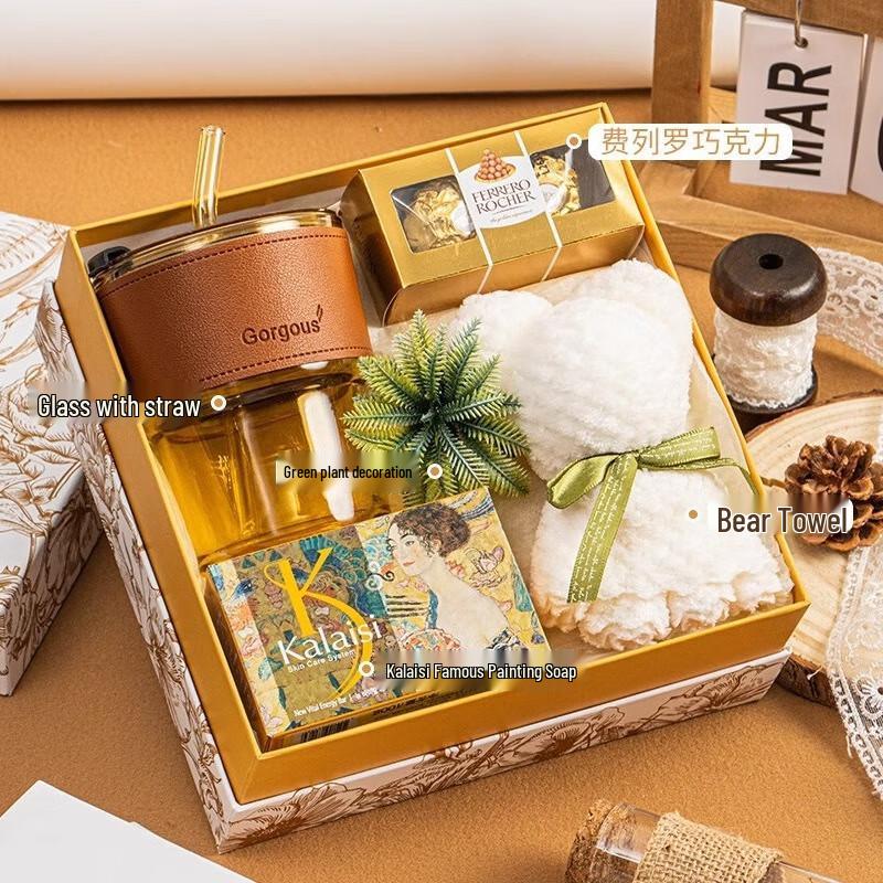 Elegant Golden Floral Gift Set