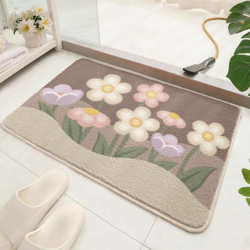 Bathroom Floor Mat Absorbent Toilet Door Foot Mat Household Thickened Non-slip Toilet Toilet Imitation Cashmere Carpet