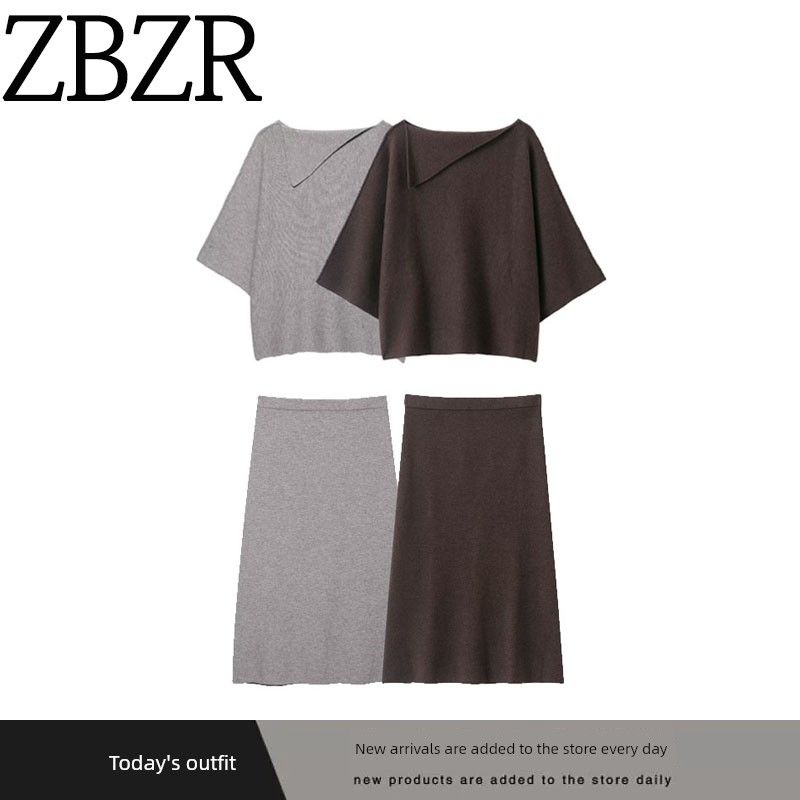Za Autumn New Arrivals Women's Clothing European and American Style Turn-Down Collar Knitwear Midi Skirt 2756141 2756142