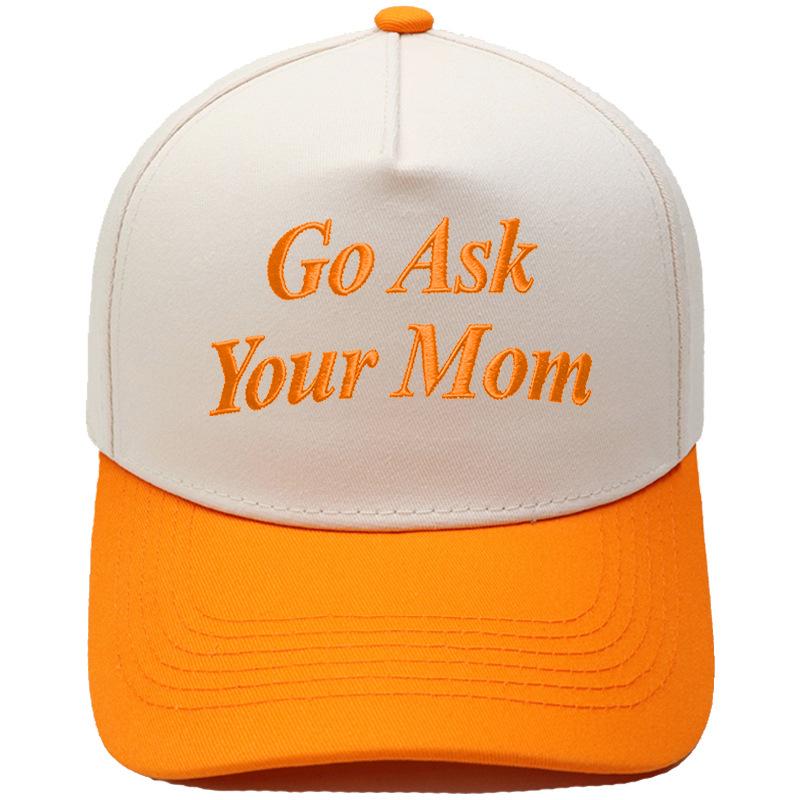 Go Ask Your Mom Embroidery Truck Driver Baseball Cap Color Matching Fun Men's and Women's Casual Sun Hats