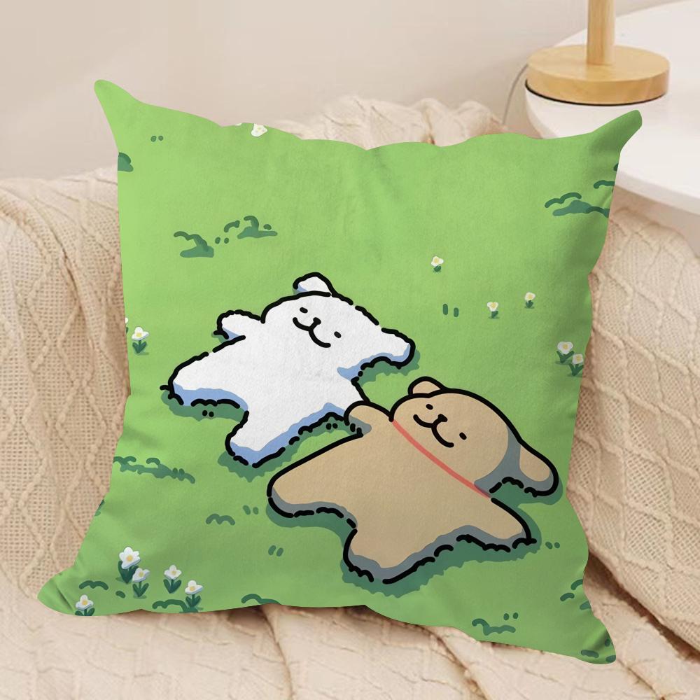 cute girl Korean Line Ppuppy Cushion Cover Silky Short Plush Invisible Zipper Dustproof Sofa Pillow Case For Home Decor