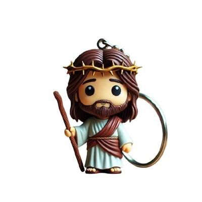 Chaveiro de Resina Duradouro com Figura do Salvador Mantém a Clareza e a Resistência Perfeito Para Oração e Uso Pessoal