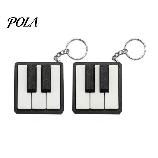 Commuter Stress Toy 2Pcs Keychain Pendant, 3D Printed Mini Piano Keys Relief Toy, Smooth Buttons Musical Key Chain with Metal Ring, Black White Design
