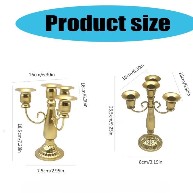 Classic Metal Candelabra Vintage Baroques 4 Arms Candlestick Holder for Candlelight Dinner and Table Centerpieces Decoration