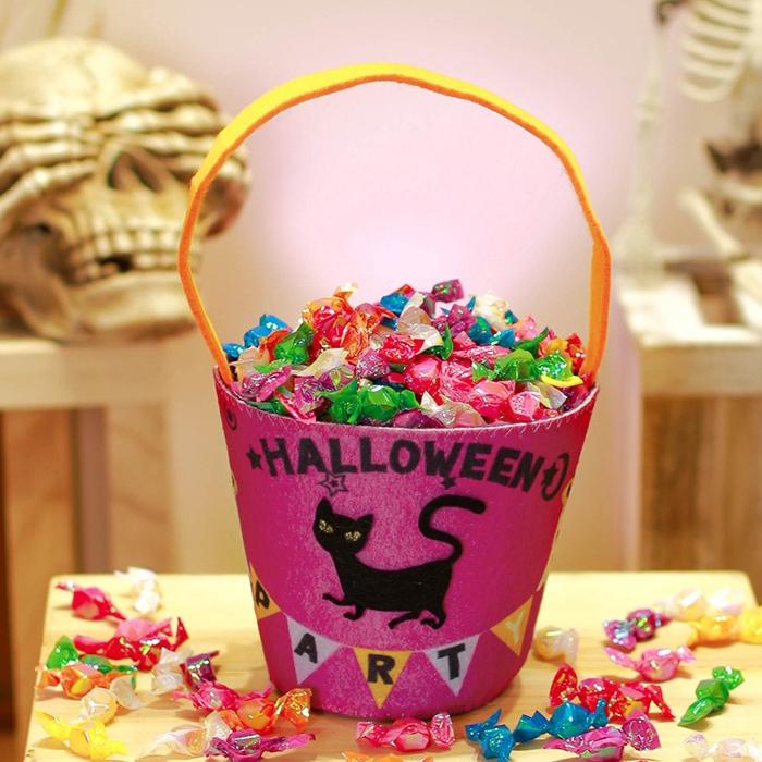 Halloween Trick or Treat Bucket Non-Woven Candy Bag Kids Portable Pumpkin Ghost Gift Tote Pouch