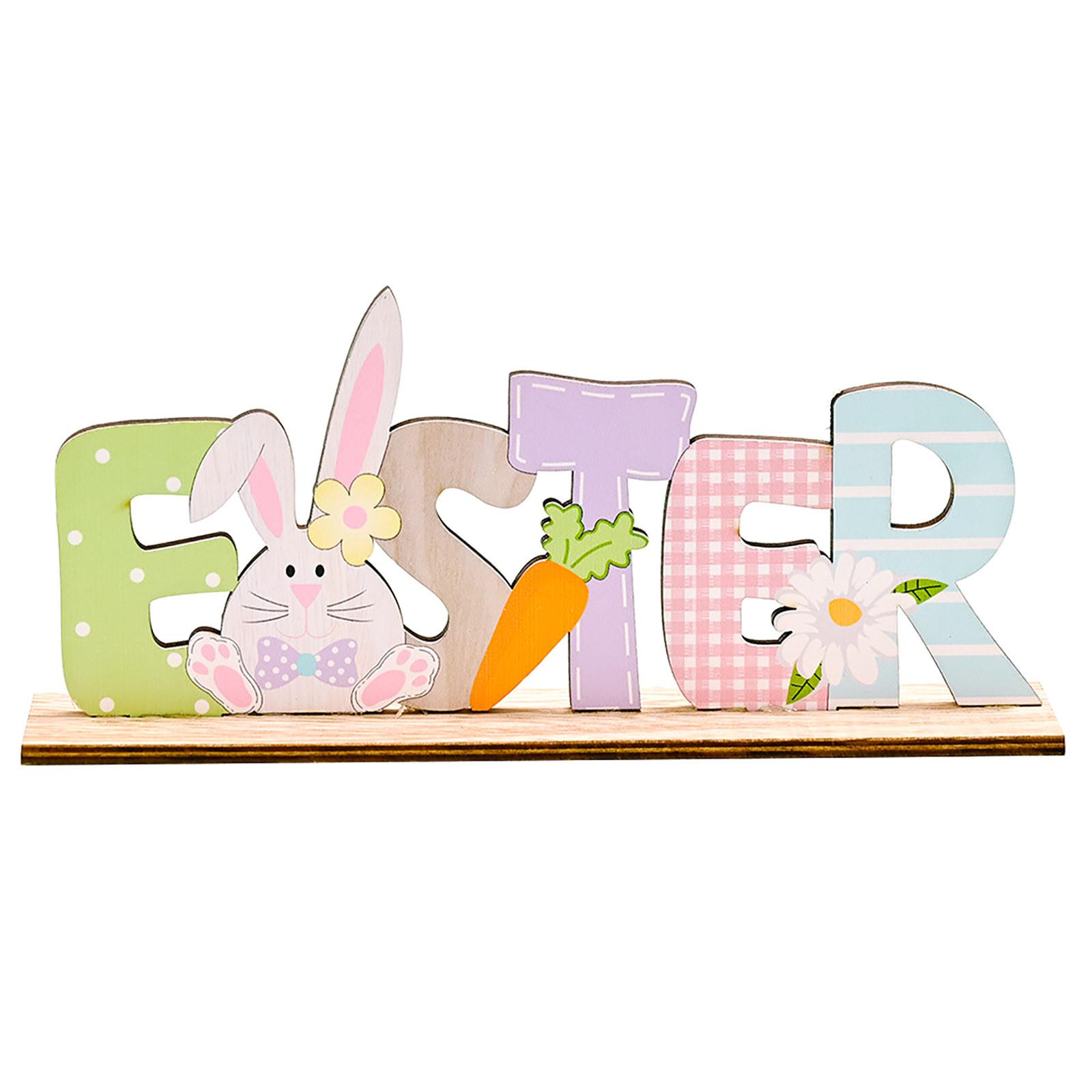 Пасхальные украшения Пасхальные деревянные буквенные украшения Цветные гномы Яйца One Size