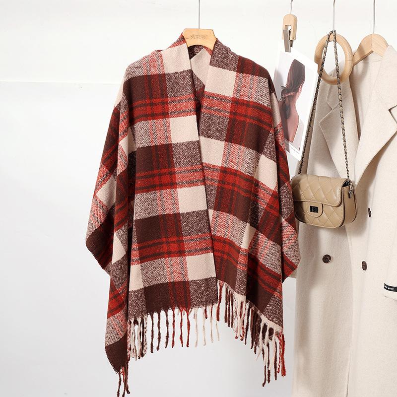 Women Winter Vintage Knitted Scarf Headscarf Ladies Men Casual Preppy Plaid Tassel Warm Scarve Mujer Male Foulard Wrap Shawl New