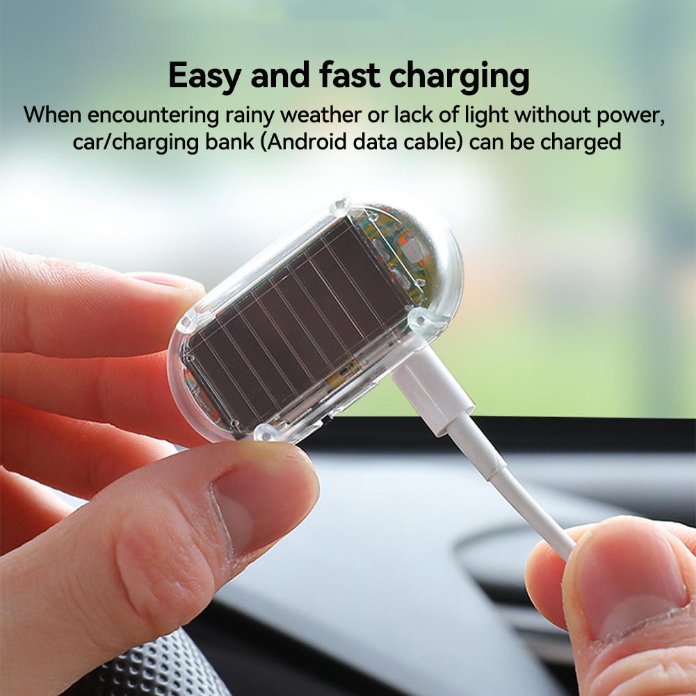 Car Solar Power Strobe Signal Light Security System Fake Security Light Caution Flashing Warning Anti-theft Alarm Lamp