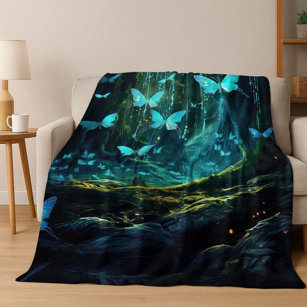 26 Style Dream Butterfly Flower Cartoon Flannel Blanket,Cozy Soft Throw Blanket for Home Bedroom Bed Sofa Picnic Cover Gift Kids