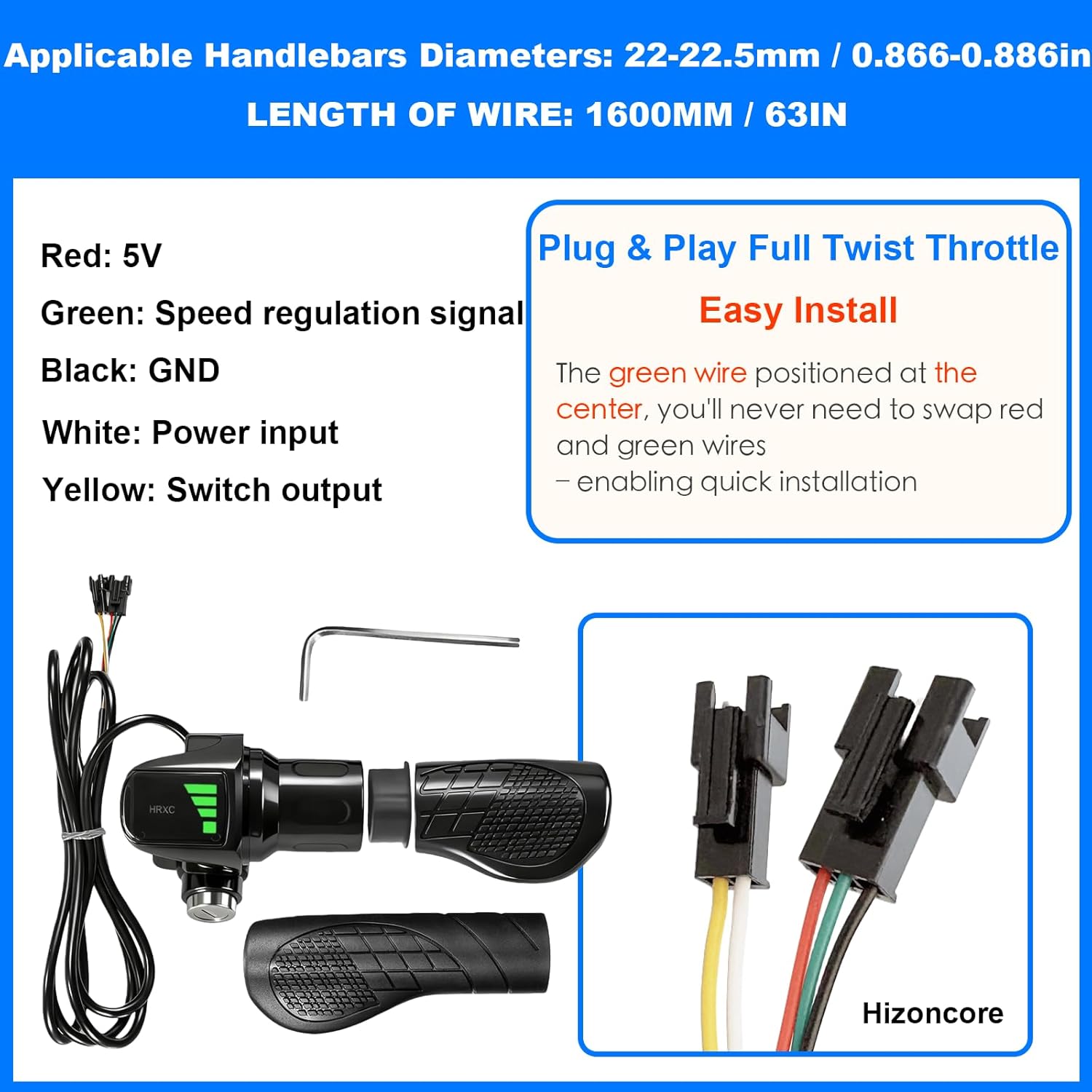 

Half Twist Throttle Fits Ridstar Q20, 48V Ebike Throttle Grip Compatible with Ridstar Q20/Q20Lite/H20/H26Pro/H20 Pro/E26/E26Pro/MN20/MN26/DC26, Grips