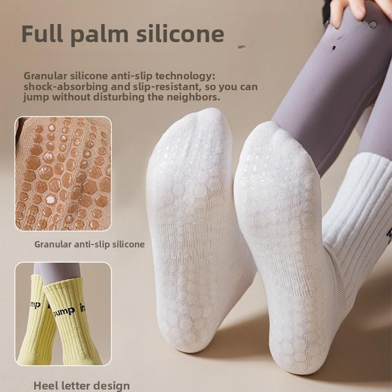 Yoga Socks Women's Mid-length Pure Cotton Silicone Anti-slip Indoor Pilates Fitness Sports Socks for Adults Floor Socks
