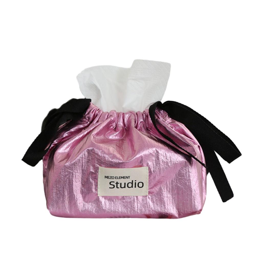 Stylish Drawstring Paper Holder Versatile Tissue Box Napkin Holder Convenient Tissue Bag Desktop Napkins Storage Case