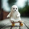 Skateboard Ghost Halloween Ghost Statues Halloween Themed Spooky Sculpture  Desktop Decor