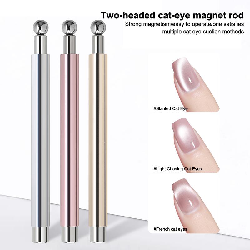 Nail Art Magnetic Stick Cat Eye Magnetic Ball Aluminum Handle Cylindrical Uv Gel Magnet Tools Double End Nail Design Tools