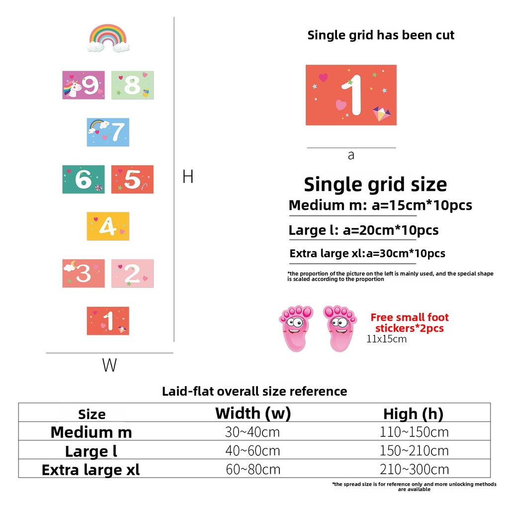 Hopscotch Environmentally Friendly Sticker Self-Adhesive Waterproof Kindergarten Children'S Room Educational Parent-Child Activity Decorative Sticker