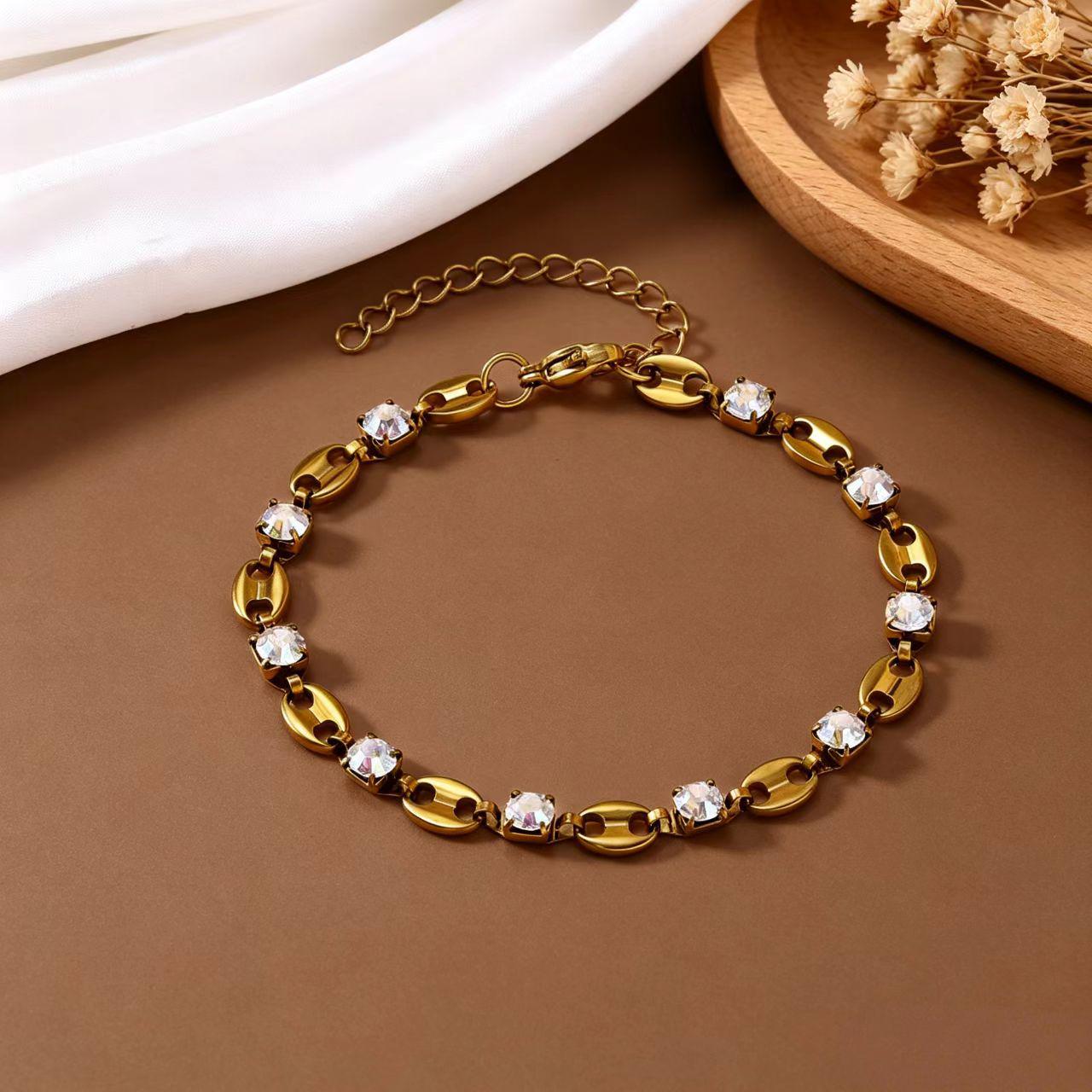 Luxury Multicolor Zirconia Bracelet with Diamond Accents - Blue, White, Yellow, Black - Versatile Jewelry for Women 18K Gold