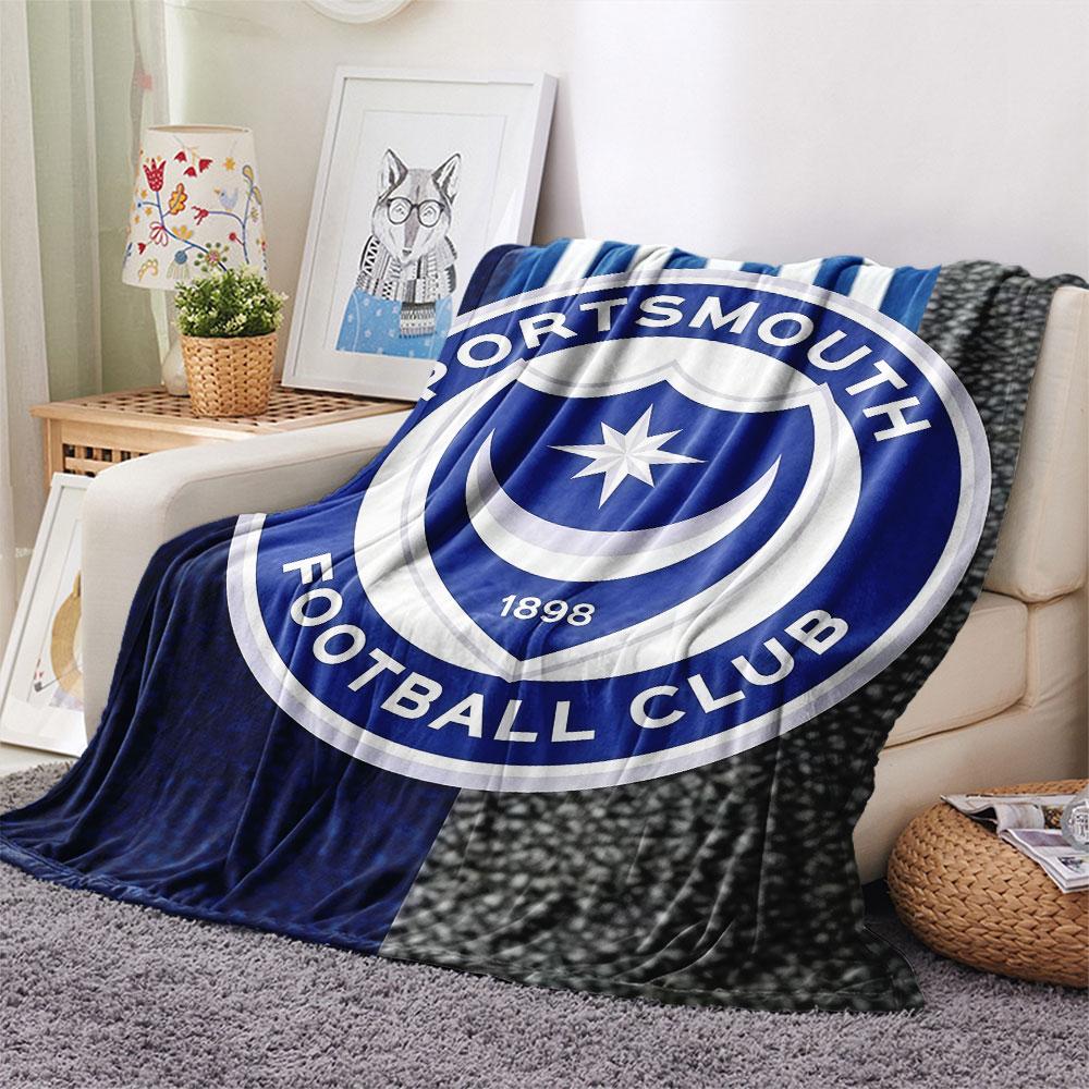 1PC Portsmouth Football Club Patterned Flannel Blanket Suitable For All Seasons for Home Decor Warmth and Comfort Gifts Holiday Present