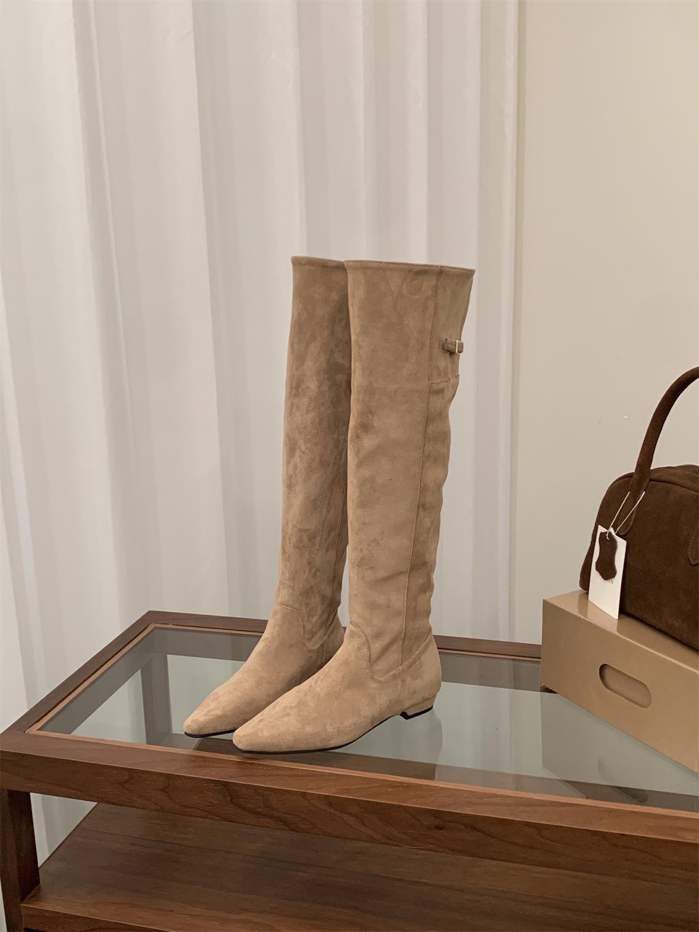 

Каблук Остроносые Сапоги выше колена Сапоги-чулки Женские сапоги 2025 Осень/Зима Коричневые Сапоги-скинни Длинные сапоги 39