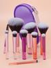 10Pcs Makeup Brush Set Zipper Pack Makeup Brush Short Handle Mini Eyeshadow Blush Halo Set Brush Beauty Worker
