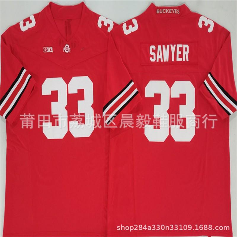 Embroidered College Rugby Jersey Men - Ohio State Buckeyes Style Numbers 7 33 18 2 1 4 Fall Winter Wear