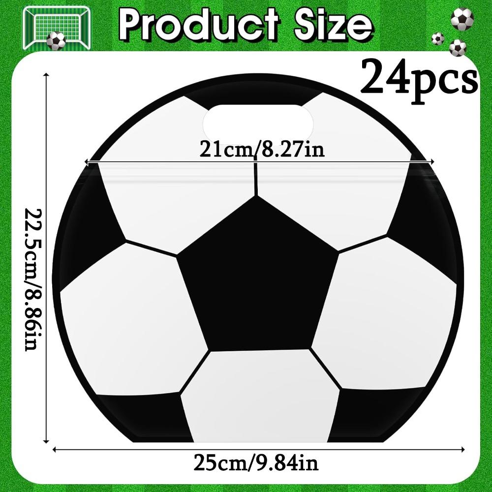 24pcs Soccer Snack Bags with Handles Reusable Baseball Sealed Treat Bags Stand-up Bottom Gift Bags Soccer Training Treat Bags Party Favor Bags