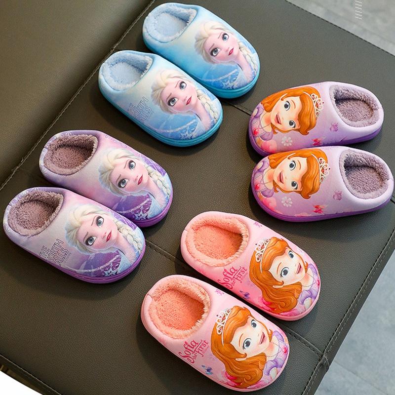 Frosne Sofia Elsa Prinsesse Bomullstøfler Jente Foreldre-barn Varme Sko Baby
