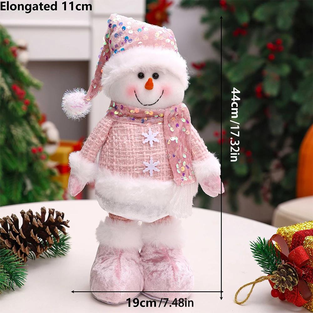 1 Stück Neuer Weihnachtsmann Schneemann Elch Rosa Pailletten Teleskop-Puppe Frohe Weihnachten Dekorationen Fenster-Requisiten Passende Zubehör Ornamente