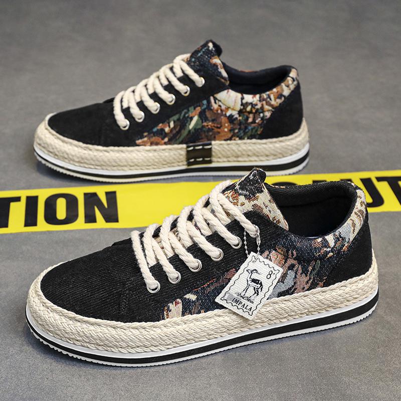 Men's Shoes Spring 2025 New Sports and Leisure Flat Baseplate Shoes Student Low-top Trendy Cloth Shoes Men's Canvas Trendy Shoes