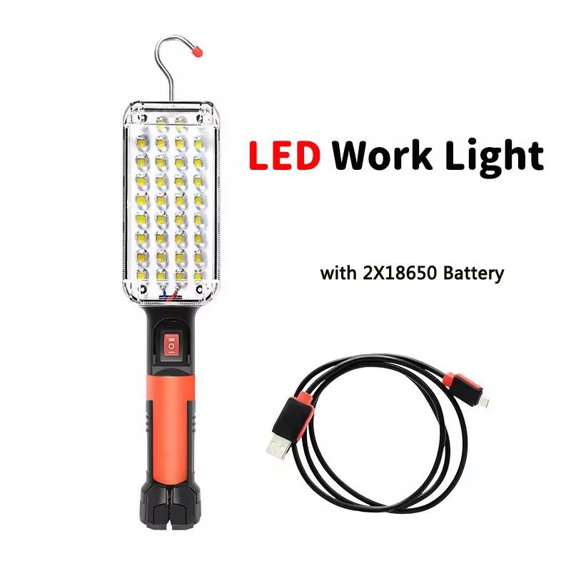 Portable COB Lanterns USB Rechargeable LED Flashlight Auto Repair Camping Working Lamp Use 2*18650 Battery with Hook Magnet