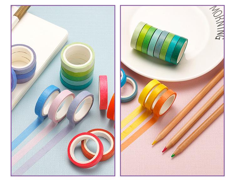 60 Solid Color Rainbow Washi Tape Set for Journaling & Decoration